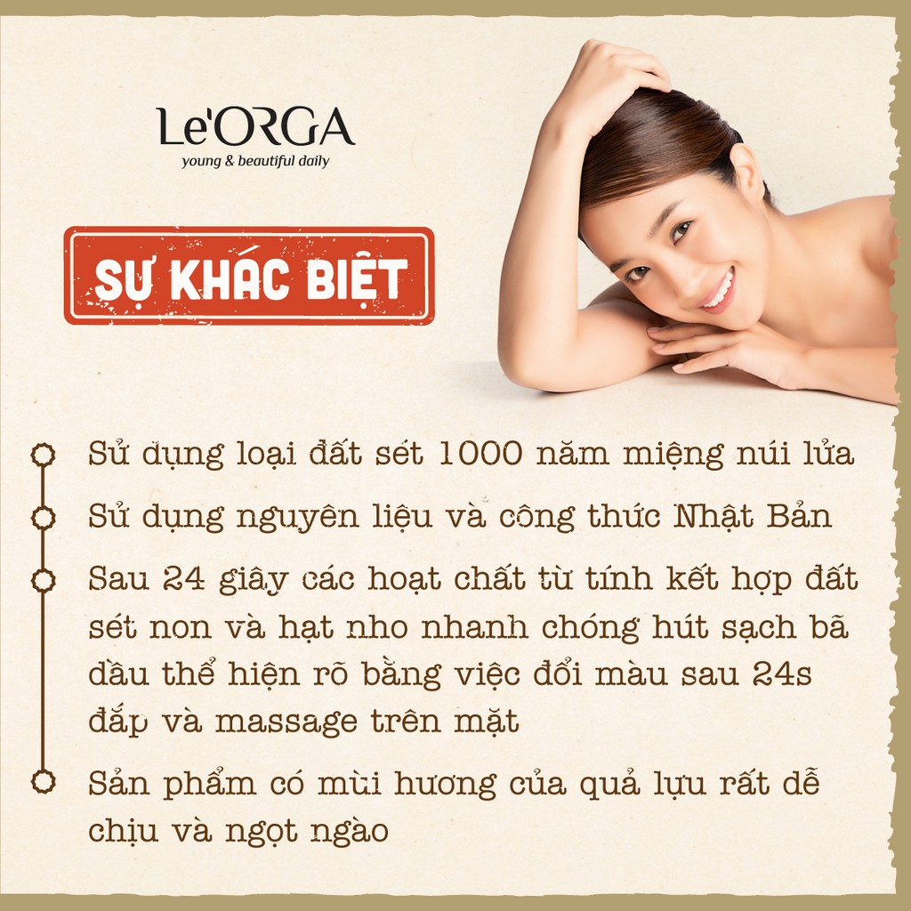 Mặt Nạ Đất Sét Le'Orga - Clay24s Mặt nạ Thải Độc Cho Da Mụn Da Dầu Da Hỗn Hợp Làm Sạch Bụi Bẩn, Dưỡng Ẩm, Chống Lão Hóa | BigBuy360 - bigbuy360.vn