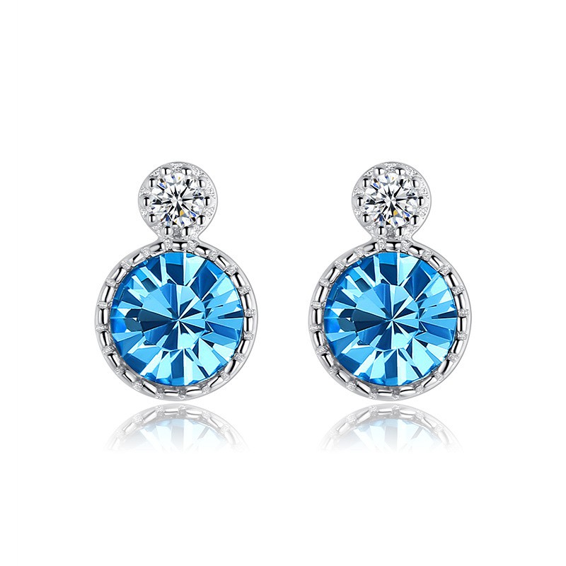 Bông tai nữ Bạc ý S925 đính đá sang trọng thiết kế tính tế dáng tròn dành riêng cho nữ - B2629 - Bảo ngọc jewelry