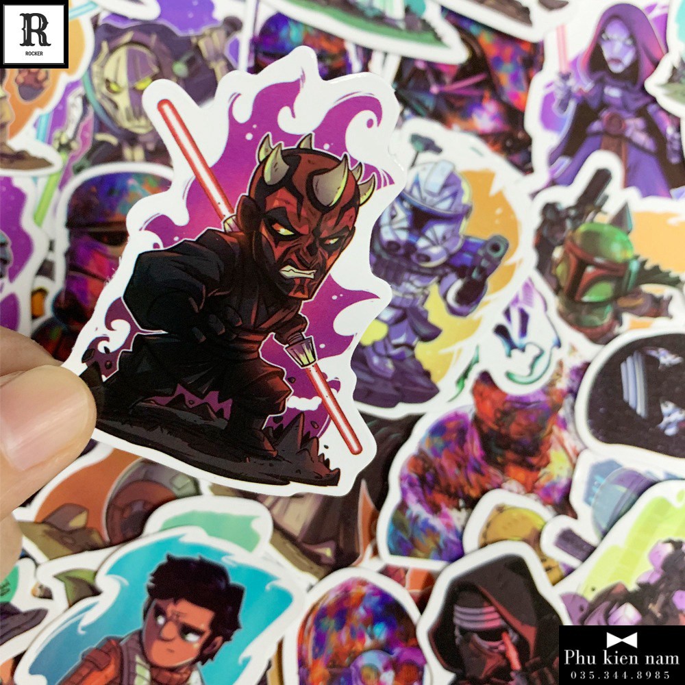 Sticker PVC Hoạt Hình Star war Cả bộ 50 hình ST085