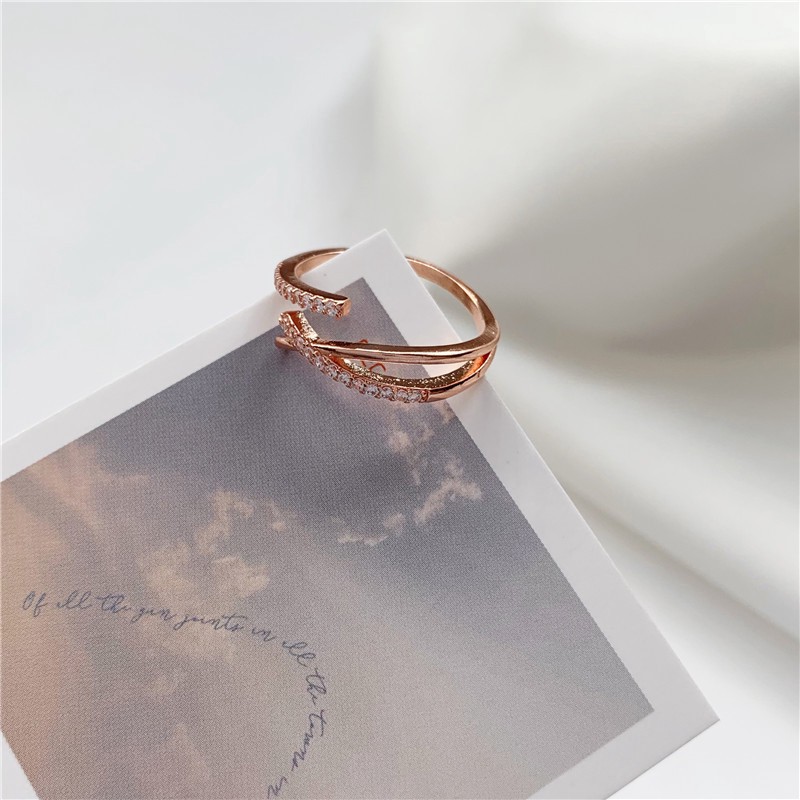 Nhẫn thiết kế đơn giản đính đá nhân tạo phong cách sang trọng dành cho nữ B0012