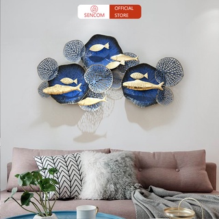 Tranh sắt treo tường nghệ thuật, trang decor trang trí cá xanh cao cấp - C103