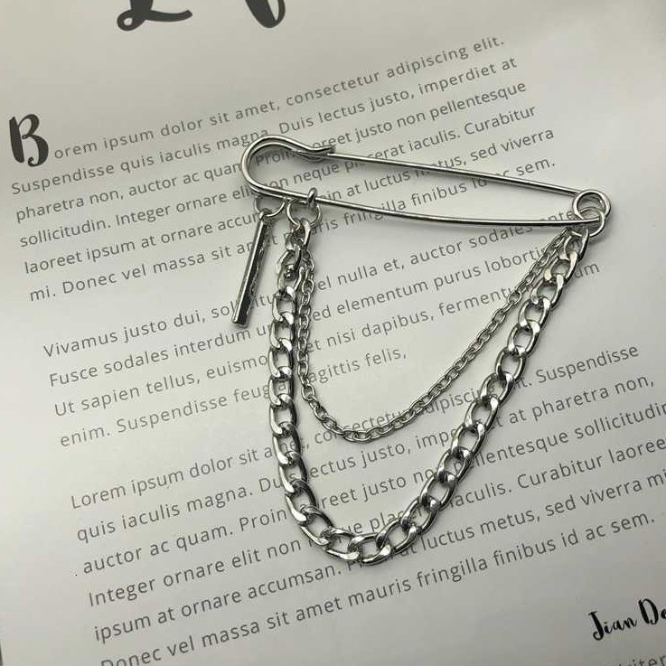 [Giao Hàng Miễn Phí] Ghim Cài Áo Kim Loại Hình Chuỗi Xích 2220 Độc Đáo Phong Cách Hip Hop Cho Nam Và Nữ