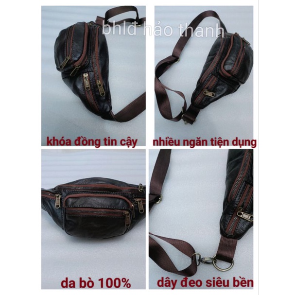 túi đeo hông, đeo chéo nam cam kết dạ bò 100%
