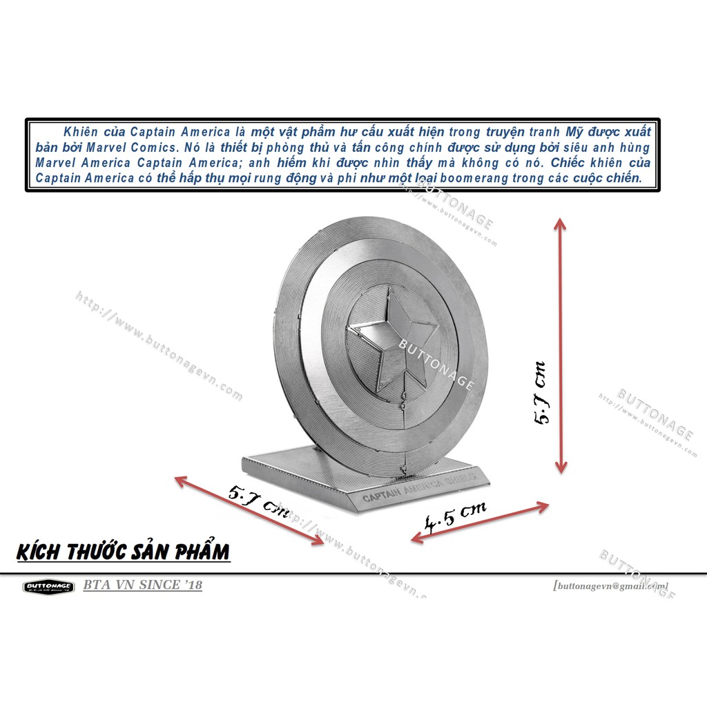 Mô Hình Lắp Ráp 3d Khiên Của Captain America