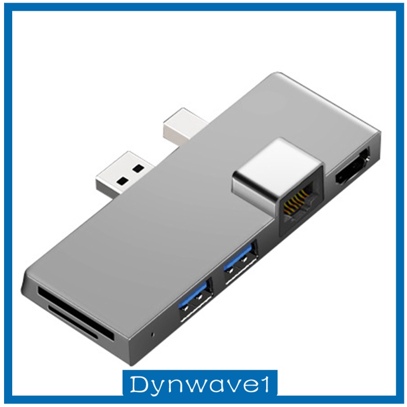 [DYNWAVE1] 6 in 1 Multiport Adapter with 4K HDMI, Ethernet, 2 USB Ports, SD/TF Cards Reader for Surface Pro 4/5/6 HUB Splitter