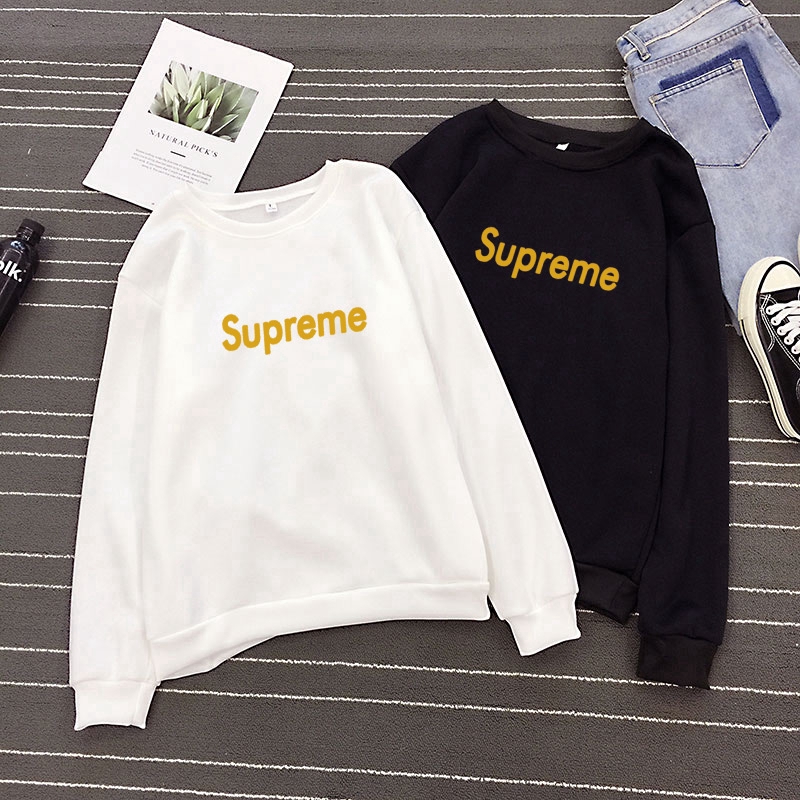 Áo hoodie dài tay in chữ Supreme cho nữ