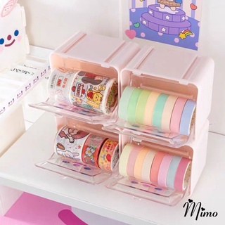 Hộp washi tape trong suốt đựng đồ đa năng kích thước 9*8cm có thể ghép deocor bàn học, bàn làm việc đựng đồ dùng học tập