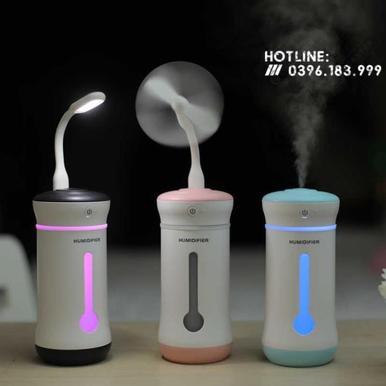 Phun sương tạo ẩm kèm quạt đèn led căm cổng usb đa năng cao cấp