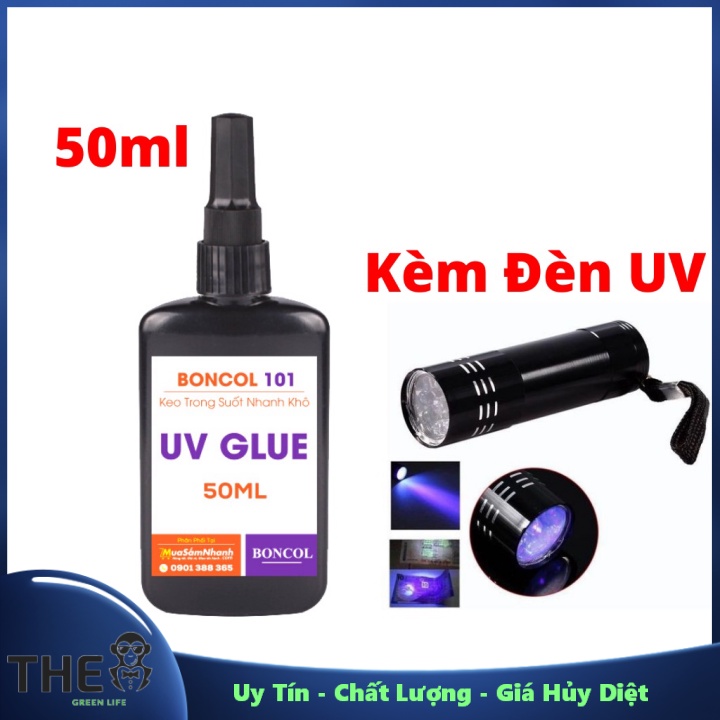 Keo Uv Trong Suốt Dán Kính, Dán Mica Inox Boncol 101 Tặng Đèn UV 50ml .Uy Tín - Chất Lượng - Giá Hủy Diệt
