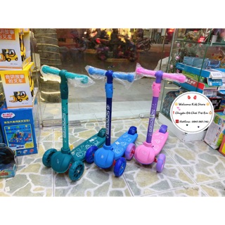 Xe Trượt Scooter 3 Bánh (Chịu Lực60kg) Có Đèn Nhạc Bánh Cao Su Phát Sáng Tuỳ Chỉnh Độ Cao Có Thể Thu Gọn
