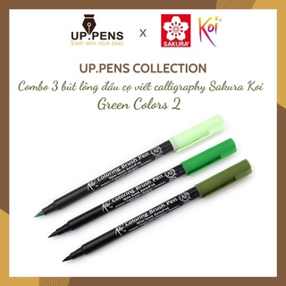 Combo 3 bút lông đầu cọ viết calligraphy Sakura Koi Coloring Brush Pen – Green Colors 2