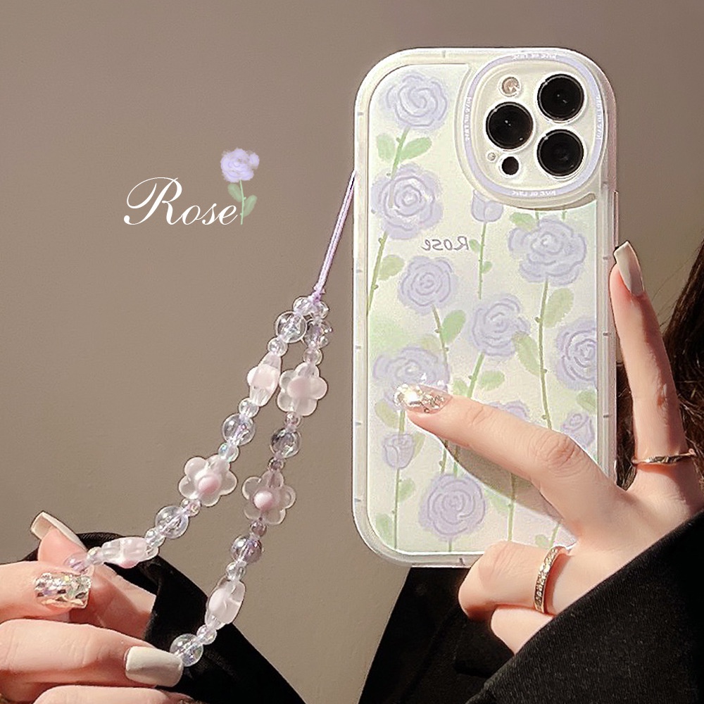 Ốp Điện Thoại Họa Tiết Hoa Hồng Tím Chống Thất Lạc Cho Iphone 7 8 plus x xr xs 11 12 13 14 15 mini pro max se 2020
