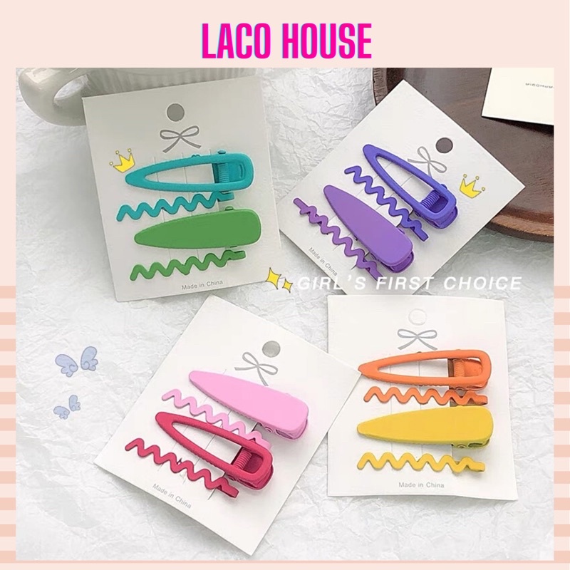 Set 4 kẹp tóc nữ màu kẹo ngọt dễ thương lacohouse KT02