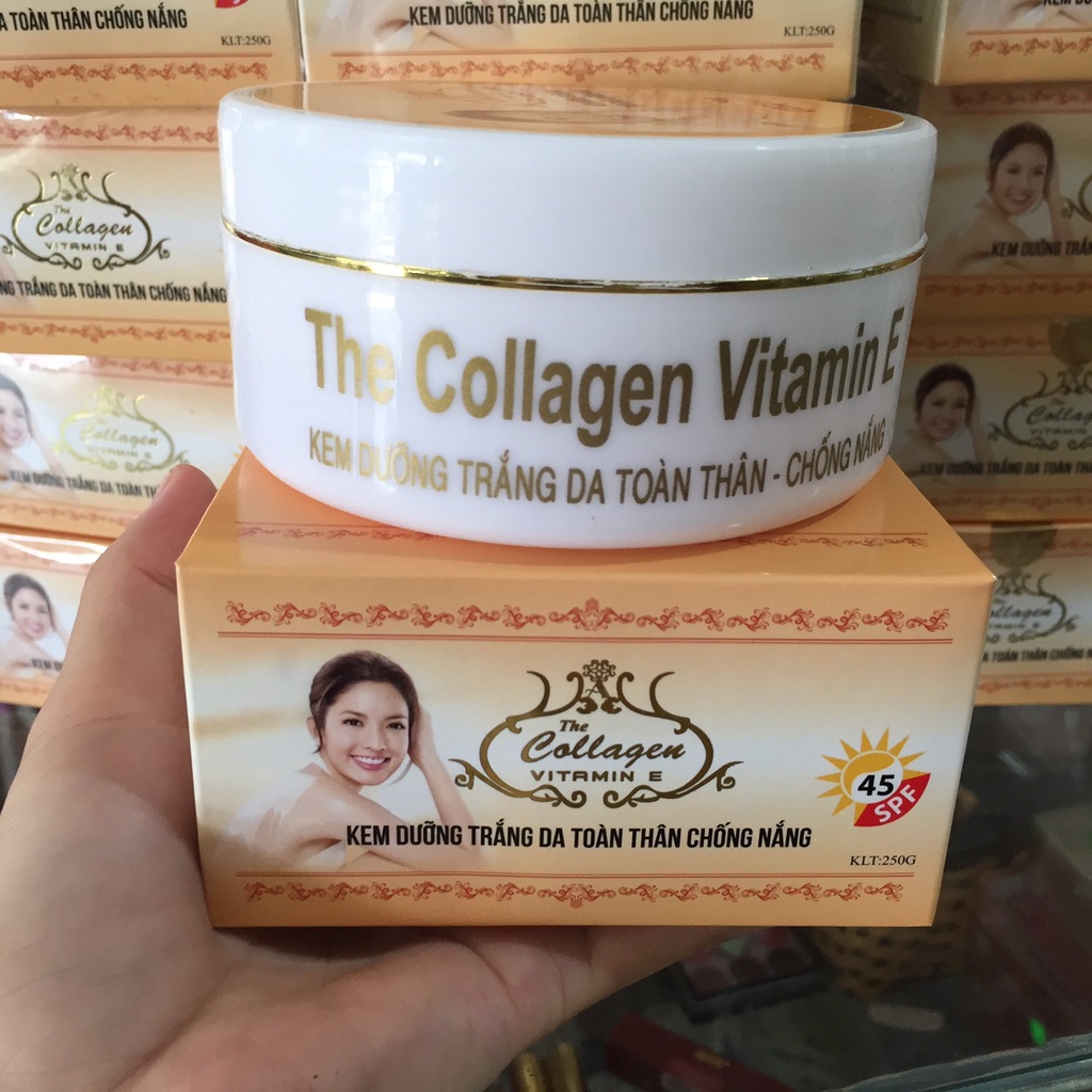 The collagen vitamin E Kem dưỡng trắng da toàn thân chống nắng 250g