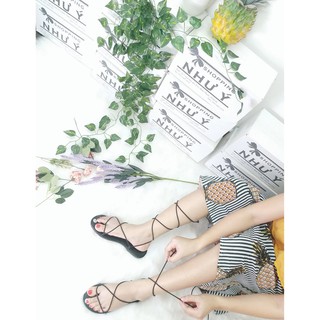 Sandal thắt dây bản ngang