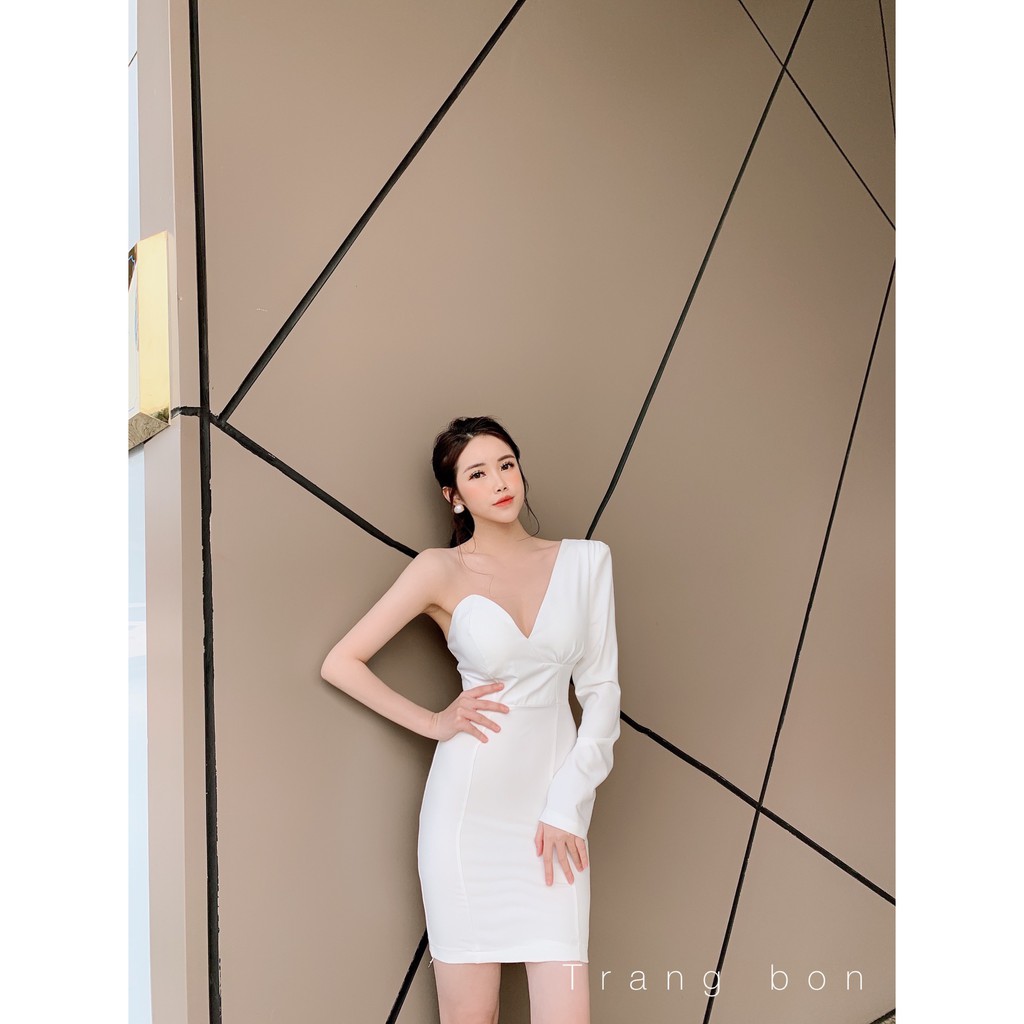 (C204)Đầm lệch tay kèm mút ngực kiểu dáng đầm dáng ôm cực đẹp sang chảnh thời trang tinh tế thời thượng cực hót hít | BigBuy360 - bigbuy360.vn