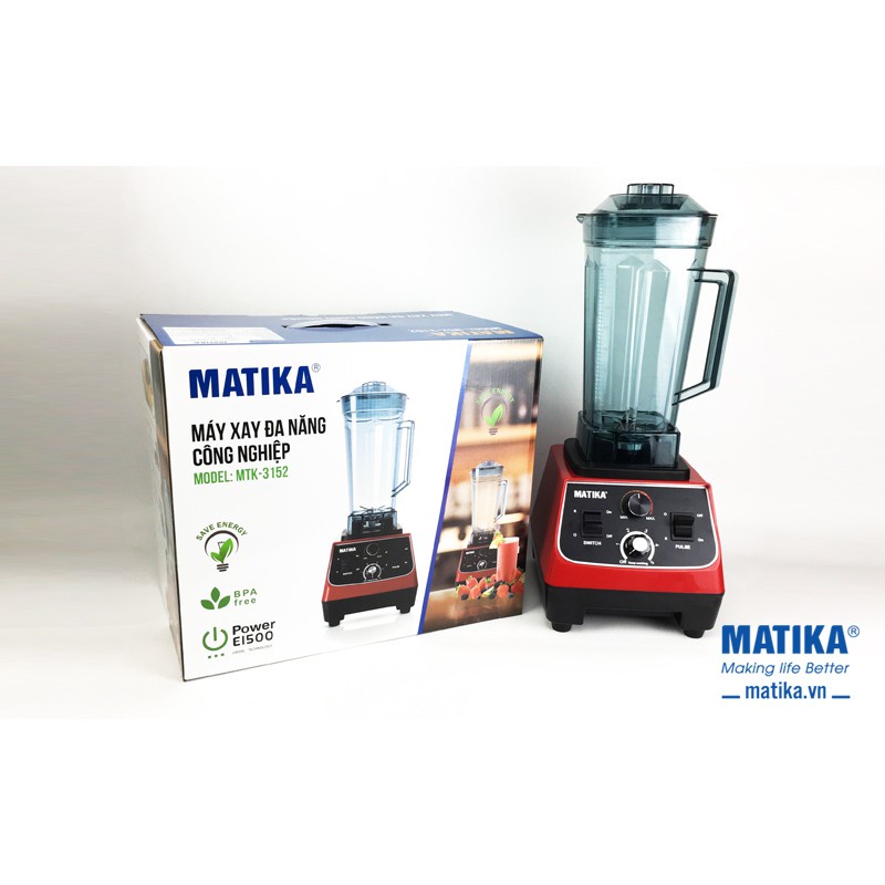 Máy xay đa năng công nghiệp Matika MTK-3152 Dung tích khủng 2L, công suất xay mạnh mẽ 1500W