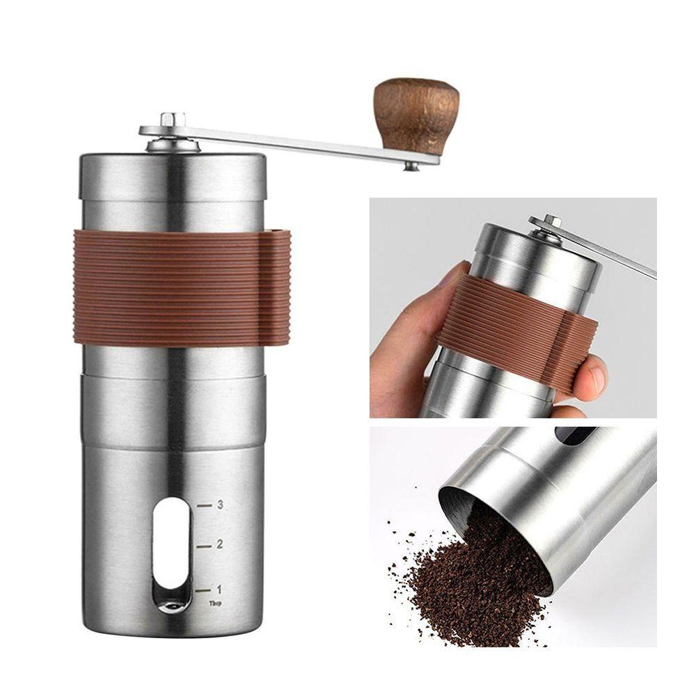 Máy Xay Cà Phê Espresso Bằng Thép Không Gỉ Tay Cầm Gỗ