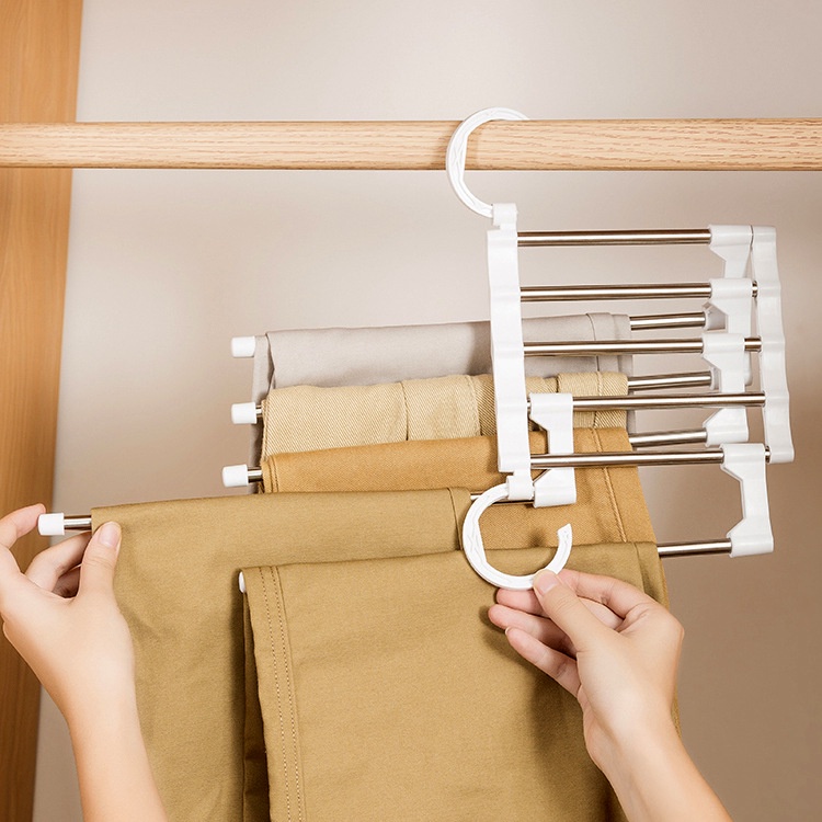 Móc Treo Quần Áo 5 Trong 1 Bằng Thép Không Gỉ Có Thể Gấp Gọn Tiện Dụng