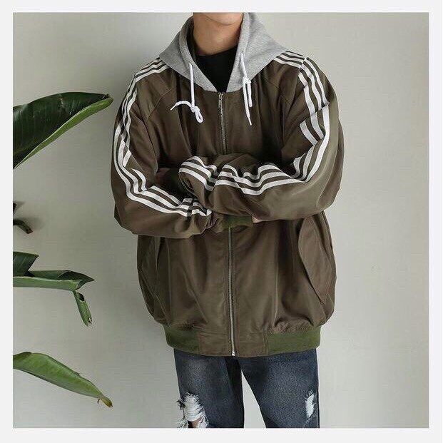 Áo khoác 3 line phối nón xám