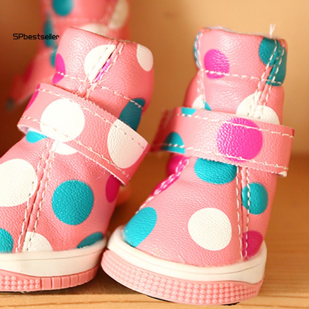 Bộ 4 Giày Bốt Giả Da Bắt Mắt Cho Thú Cưng