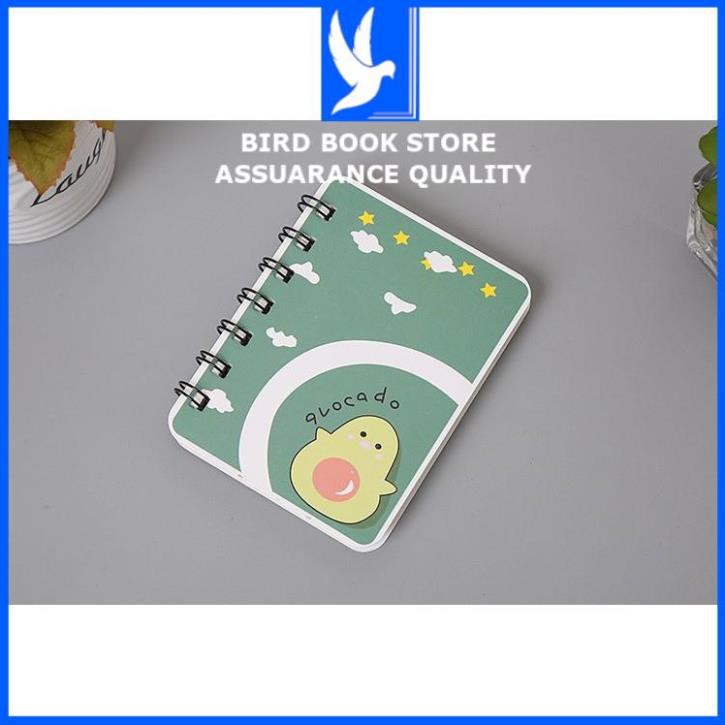 Sổ ghi chép hình quả bơ 𝑭𝒓𝒆𝒆𝒔𝒉𝒊𝒑 sổ tay ghi chú mi ni - sổ gáy lò xo hoạt hình Bird Book