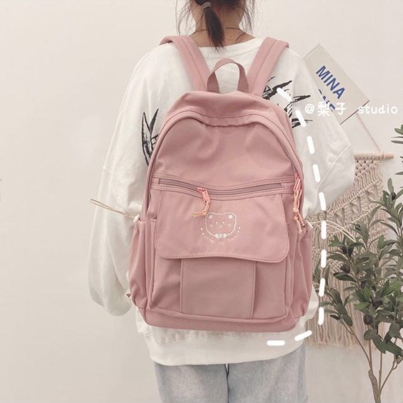 Ba Lô Vải Canvas Mềm Phong Cách Hàn Quốc Dễ Thương Cho Nữ