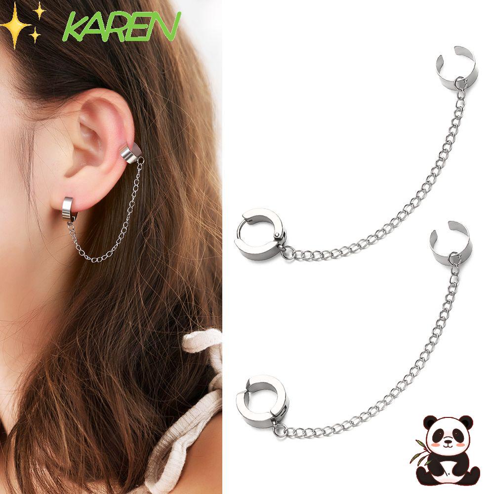 1 Bông Tai Dạng Kẹp Bằng Thép Không Gỉ Phong Cách Punk Dành Cho Nam Và Nữ|Khuyên Tai Không Xỏ Màu