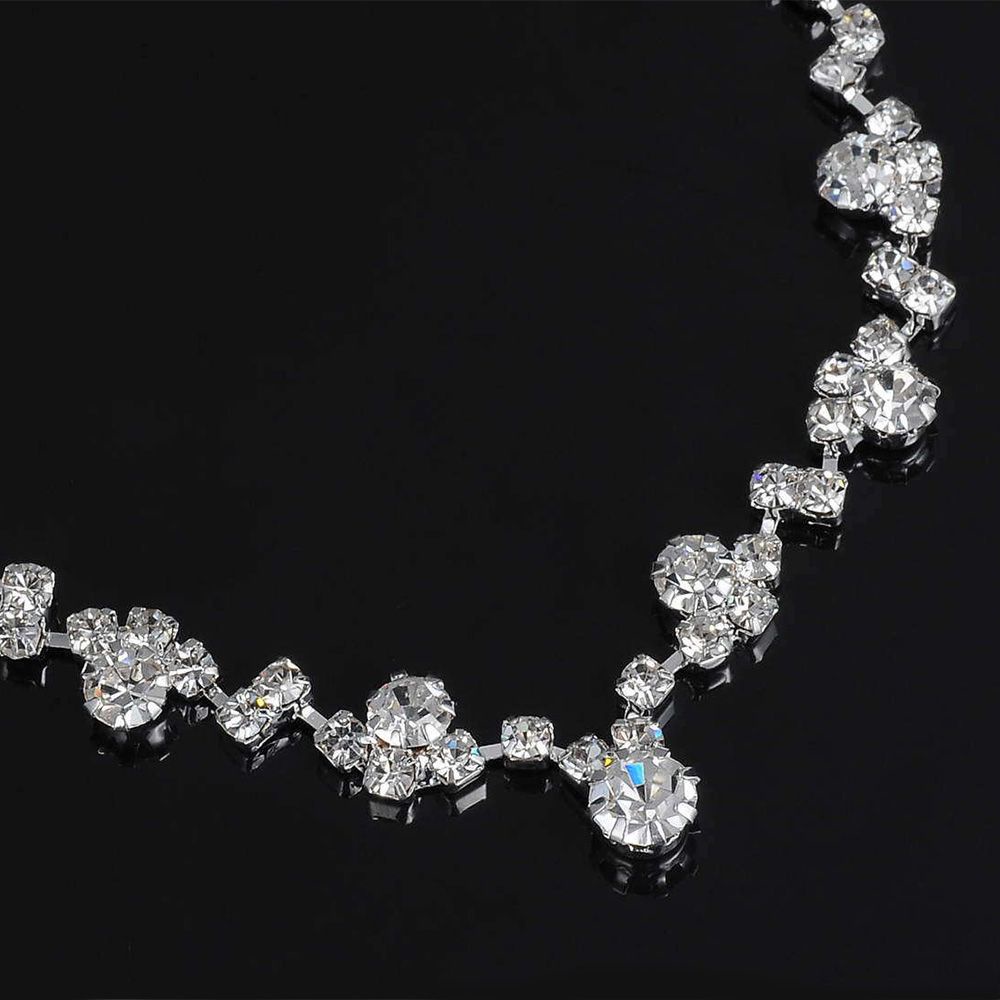 Bộ trang sức gồm Vòng cổ và đôi khuyên tai đính đá lấp lánh thời trang cho nữ