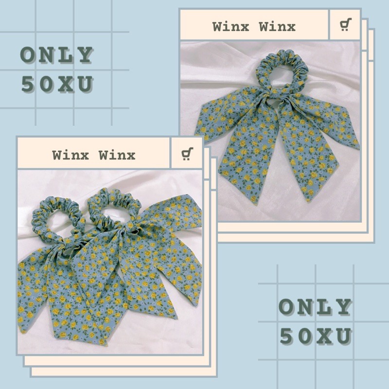 WINX - scrunchy hoa nhí tone xanh dịu dàng