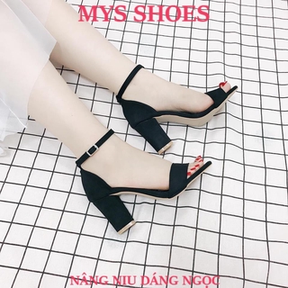 giày sandal quai ngang nhung cao gót 7p cao cấp loại 1 mys Mys Fashion