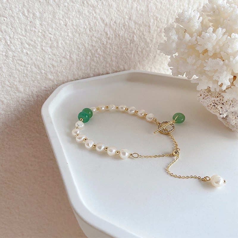 Vòng Tay May Mắn Đính Ngọc Trai Nhân Tạo Thời Trang Dành Cho Nữ
