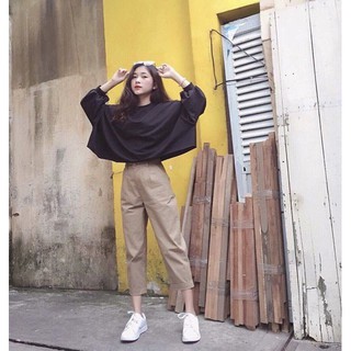 ÁO THUN CROPTOP TRƠN FORM RỘNG TAY DÀI BASIC 2