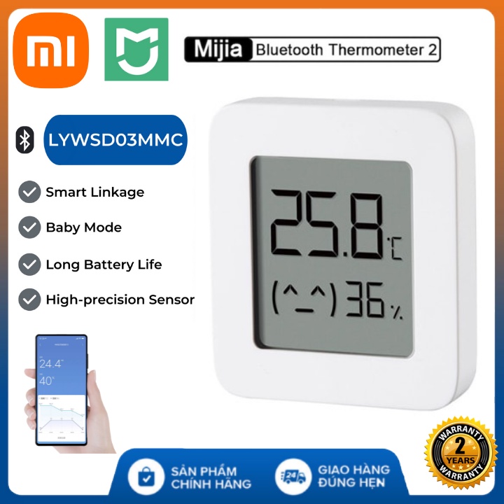 Nhiệt ẩm kế Xiaomi Mijia gen2 - kết nối bluetooth , đo nhiệt độ phòng độ ẩm phòng đảm bảo an toàn cho bé - Bảo hành 2 nă