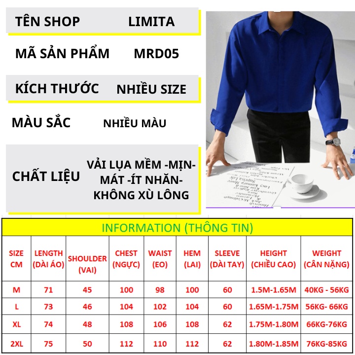 Áo sơ mi nam form rộng cổ bẻ GIẤU NÚT dài tay phong cách hàn quốc trẻ trung năng động -MRD05