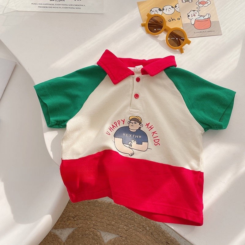 [Babycat] Hàng Có Sẵn Áo Thun POLO Tay Ngắn Phối Màu Tương Phản Thời Trang Mùa Hè Phong Cách Nhật Bản Hàn Quốc Cho Bé Trai Và Bé Gái