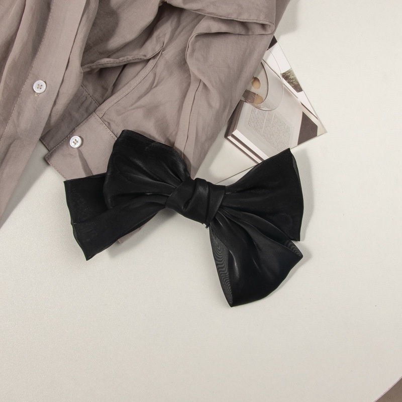 Kẹp Tóc Nơ Vải Satin Đính Ngọc Trai Phong Cách Hàn Quốc Cho Nữ