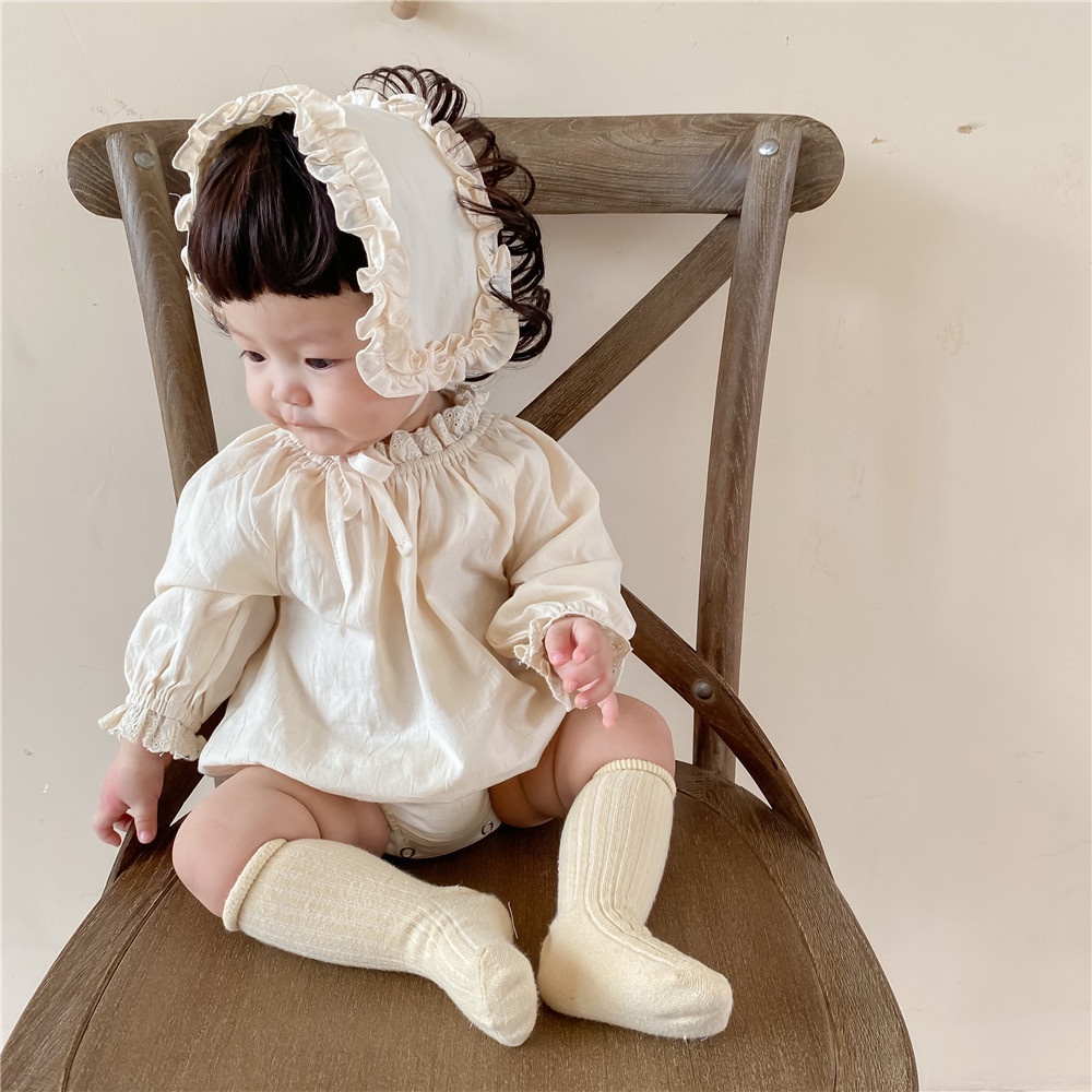 Bộ Áo Liền Quần Phối Ren In Hoa + Băng Đô Cài Tóc Dễ Thương Cho Bé Gái Dp1Z