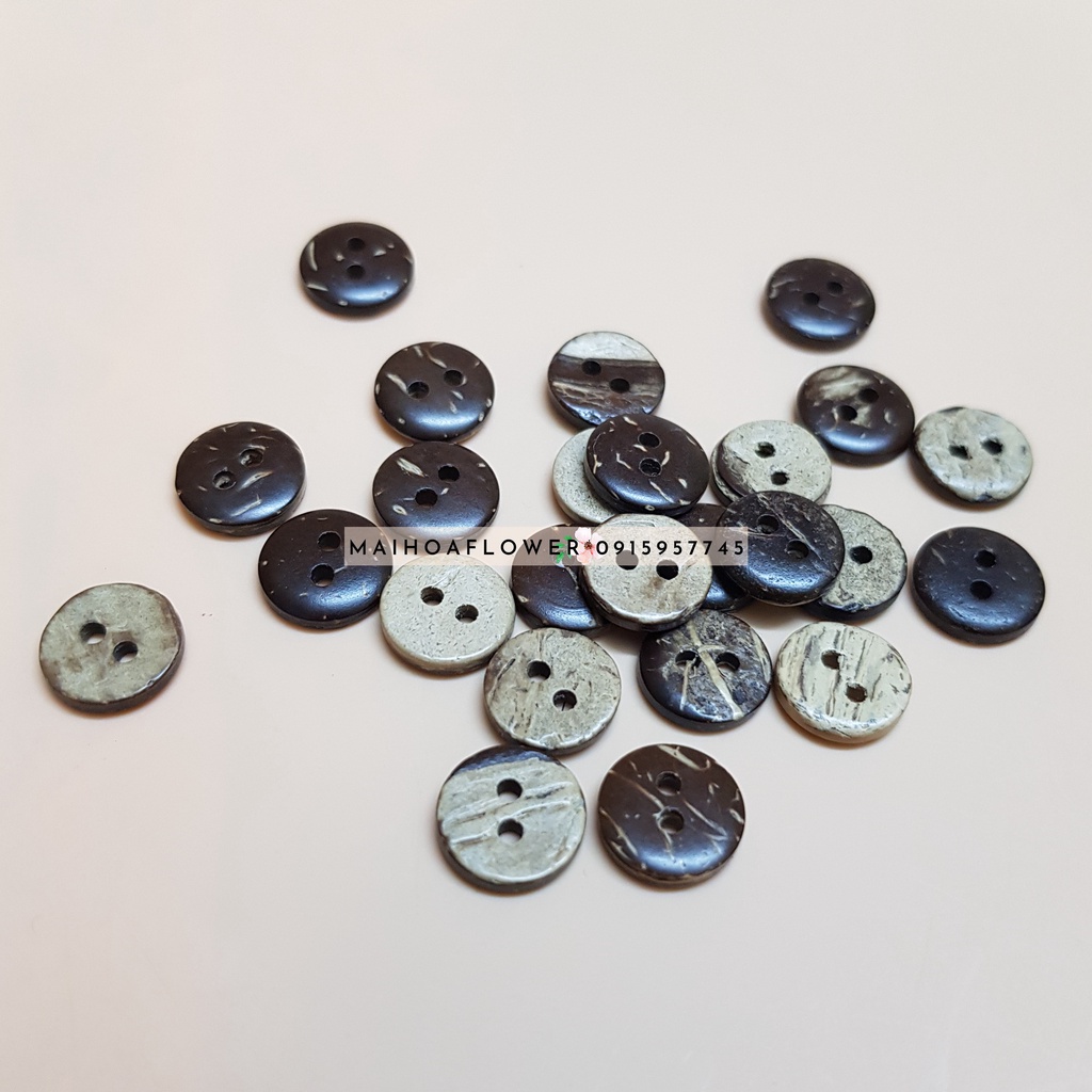 Set 50 nút áo cúc cài áo bằng gỗ dừa dùng làm nút cúc cài áo sơ mi, cài quần, Maihoaflower