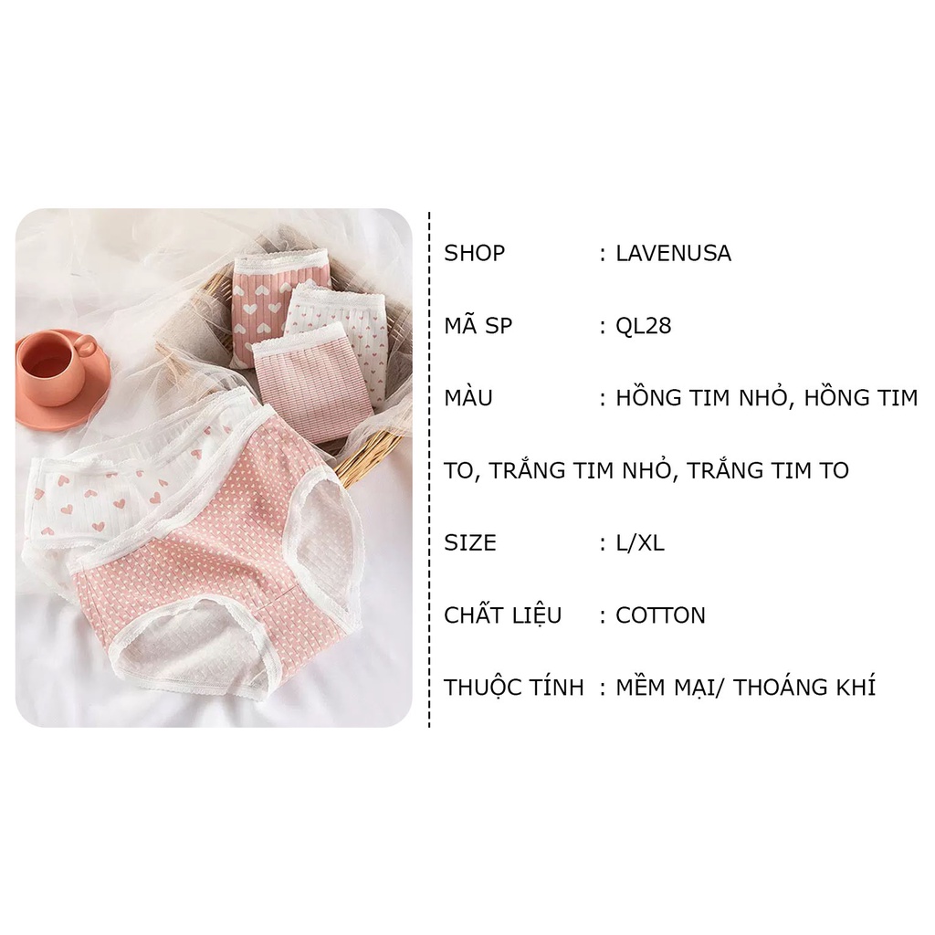 Quần lót nữ Cotton cao cấp cute dễ thương thoáng khí mềm mại LAVENUSA QL28