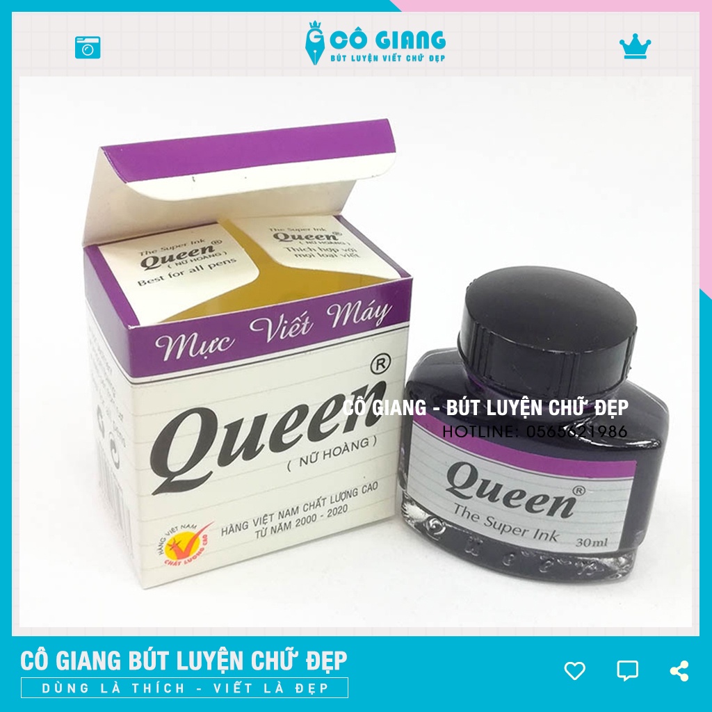 Mực Queen 30ml mực viết bút máy học sinh tiểu học mực viết máy màu tím