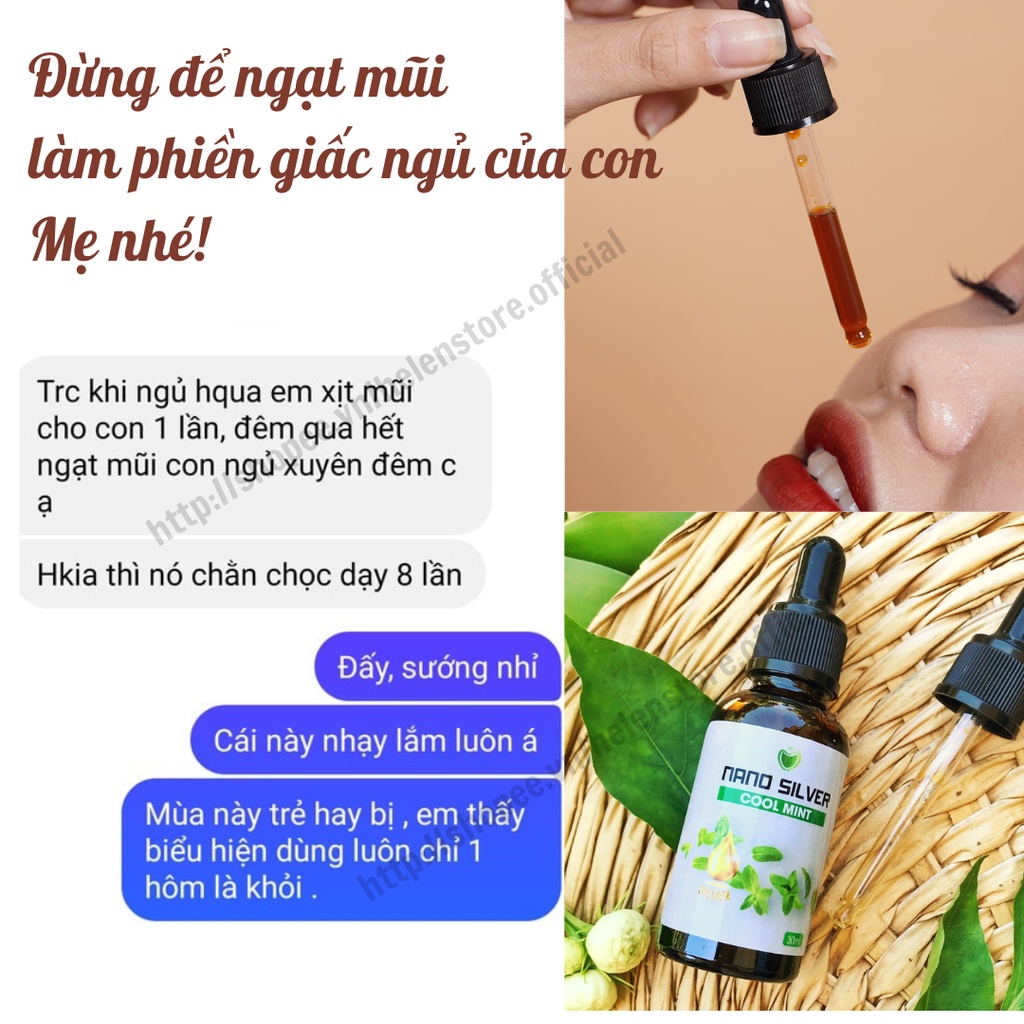 [MUA 2 TẶNG 1] Dung dịch sát khuẩn Tai Mũi Họng NANO SILVER COOL MINT 30ml - Nano bạc Táo Xanh Việt Nam - Helen Store