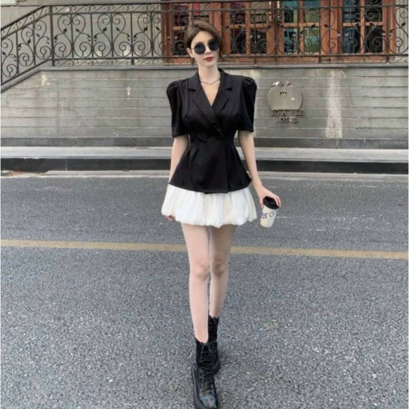 SET ÁO VEST CỘT EO MIX CHÂN VÁY XẾP LY 2 MÀU (kéo xuống xem video, ảnh thật) | BigBuy360 - bigbuy360.vn