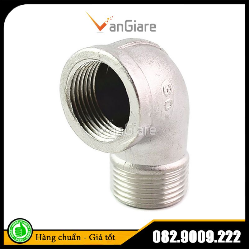 Co điếu inox 304, nối góc ren trong ren ngoài phi 13 17 21 27 34
