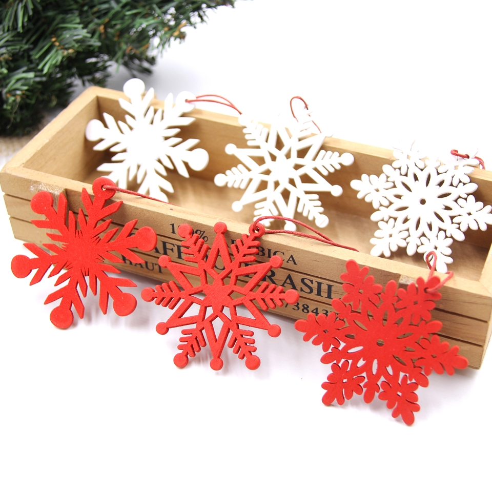 Set 6 Bông Tuyết Trắng Và Đỏ Trang Trí Cây Thông Noel