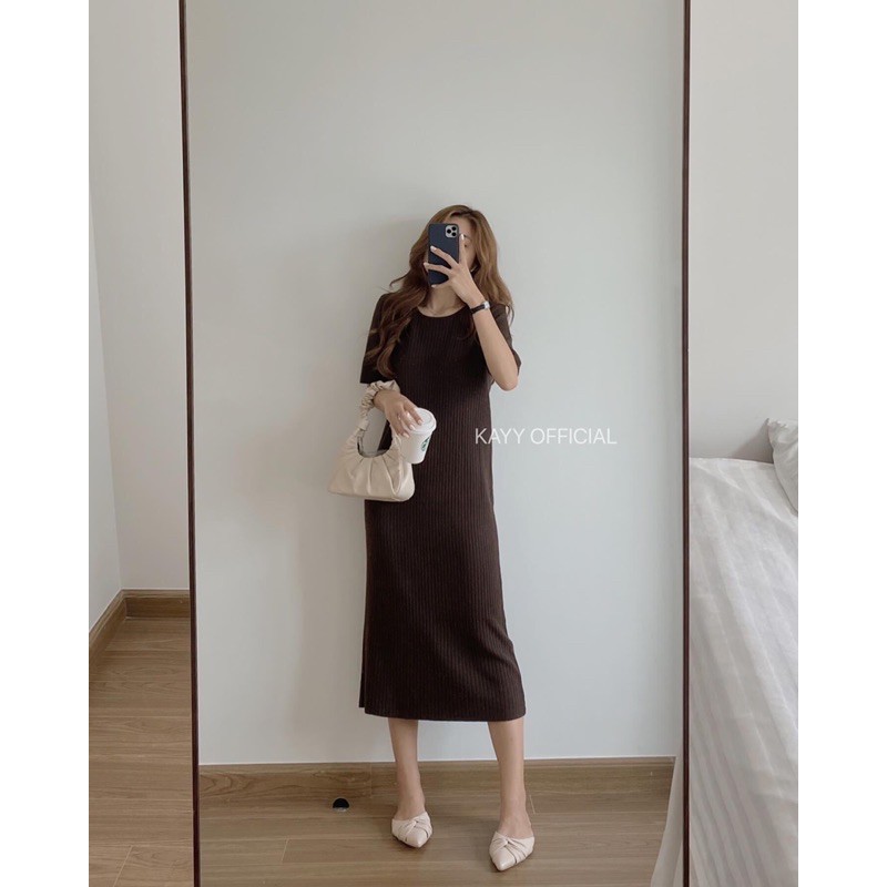 Váy len tăm suông cổ tròn tay lỡ | BigBuy360 - bigbuy360.vn