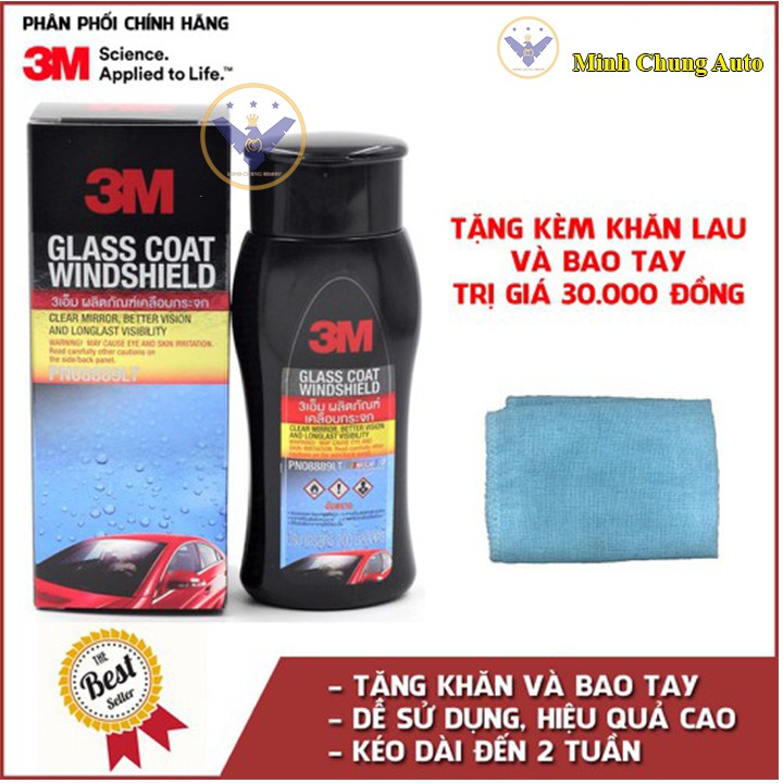 Dung Dịch Chống Bám Nước Trên Kính Xe 3M. Glass Coat Windshield 08889 (200ml)
