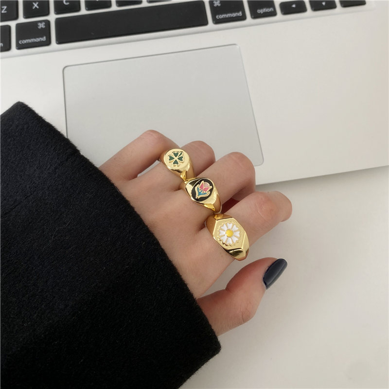 Nhẫn Hở Hình Oval Họa Tiết Hoa Tulip 19953 Sang Trọng Thời Thượng