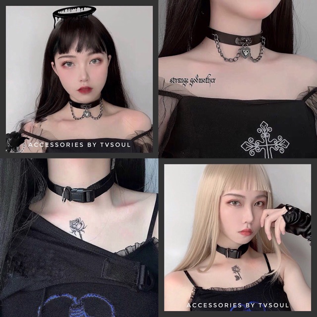 Choker tim xích - choker khoá bấm