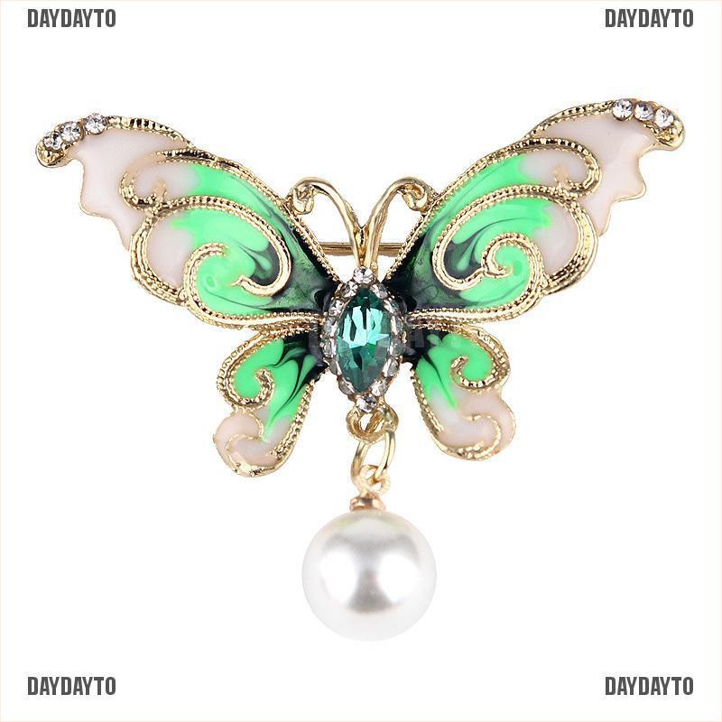 Ghim Cài Áo Hình Bướm Đính Đá Và Ngọc Trai Nhân Tạo Thời Trang Cho Nữ